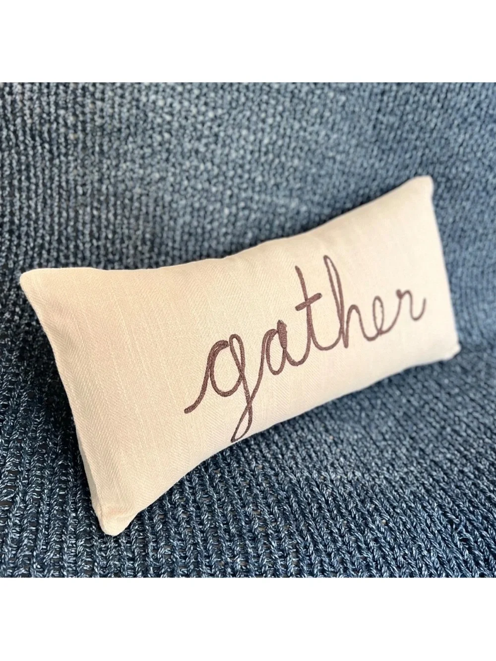 1 Pottery Barn Gather Embroidered Throw LUMBAR Pillow Cover Brown 12x24 Autumn